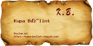 Kupa Bálint névjegykártya